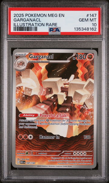 2025 Pokemon Mega Evolution Illustration Rare Garganacl #147 PSA 10