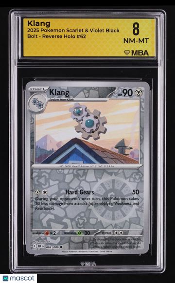 2025 Pokemon Scarlet & Violet Black Bolt Klang Reverse Holo MBA 8 #62