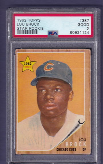 1962 Topps #387 Lou Brock PSA 2