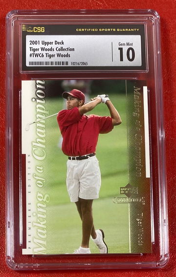 Tiger Woods 2001 Upper Deck Tiger Woods Collection #TWC6 RC Rookie Card CSG 10 