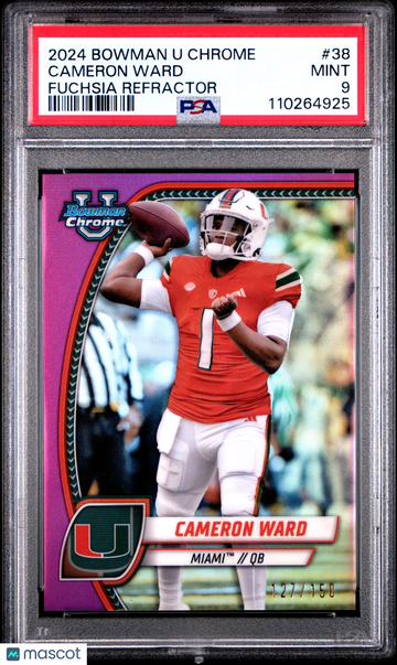2024 Bowman University Chrome Cameron Ward #38 Fuchsia Refractor PSA 9