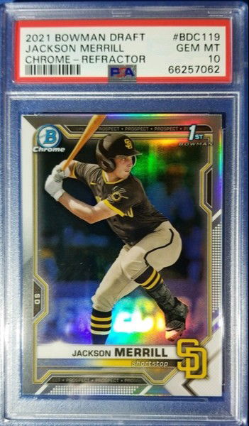 2021 Bowman Draft Refractor Jackson Merrill #BDC119 PSA 10 Padres