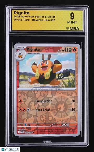 2025 Pokemon Scarlet & Violet White Flare Pignite Reverse Holo MBA 9 #12