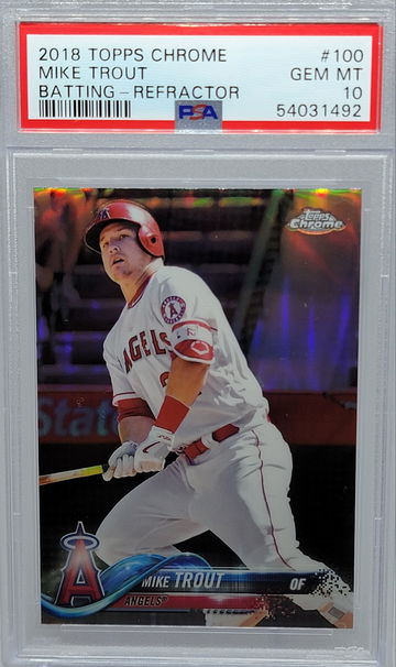 2018 TOPPS CHROME #100 MIKE TROUT BATTING - PRISM REFRACTOR PSA 10