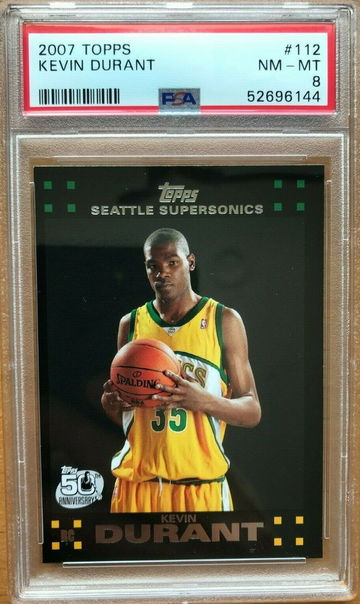 2007-08 Topps KEVIN DURANT Rookie Card #112 BLACK BORDER NM-MINT PSA 8