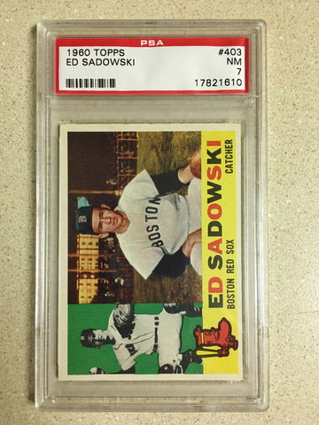 1960 Topps #403 Ed Sadowski PSA 7 NM GRAY BACK RED SOX