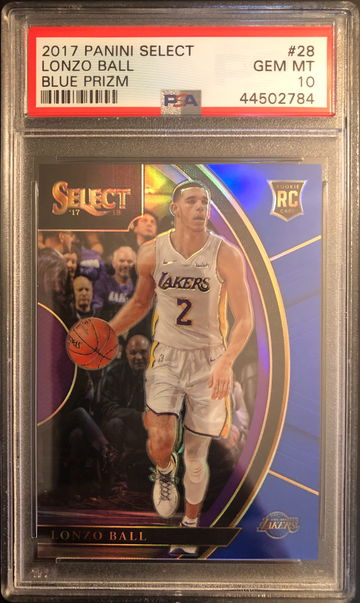 Lonzo Ball 2017-18 Panini Select Blue Prizm #’d 110/299 PSA 10