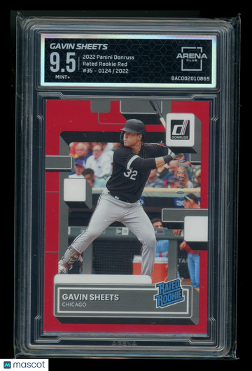 2022 Panini Donruss Rated Rookie Red Gavin Sheets #35 0124/2022 Arena Club 9.5
