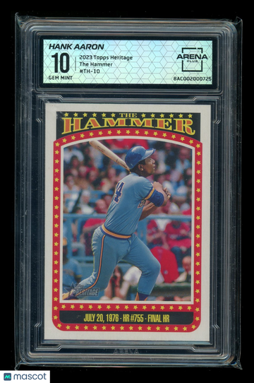 2023 Topps Heritage The Hammer Hank Aaron #TH-10 Arena Club 10