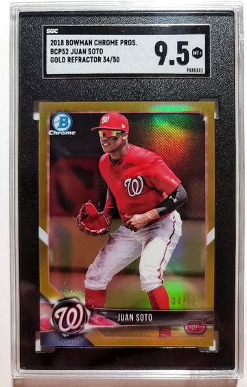 2018 Bowman Chrome Juan Soto SGC 9.5 gold refractor
