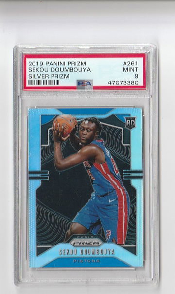 PSA 9 MINT 2019 PANINI PRIZM SILVER PRIZM SEKOU DOUMBOUYA ROOKIE CARD CARD #261
