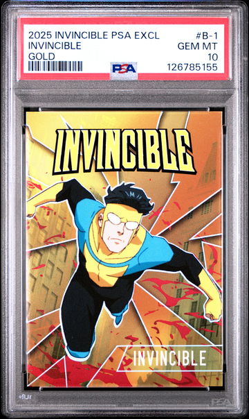 2025 KEEPSAKE INVINCIBLE SEASON 1 PSA EXCLUSIVE 8/10 GOLD #B-1 NYCC PROMO PSA 10