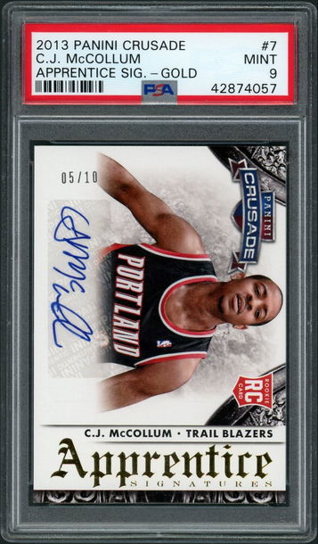 2013 Panini Crusade C.J. McCollumn Apprentice Auto Gold #/10 Card #7 PSA 9