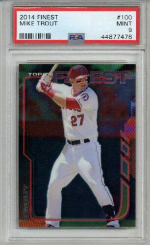 2014 TOPPS FINEST #100 MIKE TROUT BASEBALL CARD LOS ANGELES ANGELS PSA 9 MINT