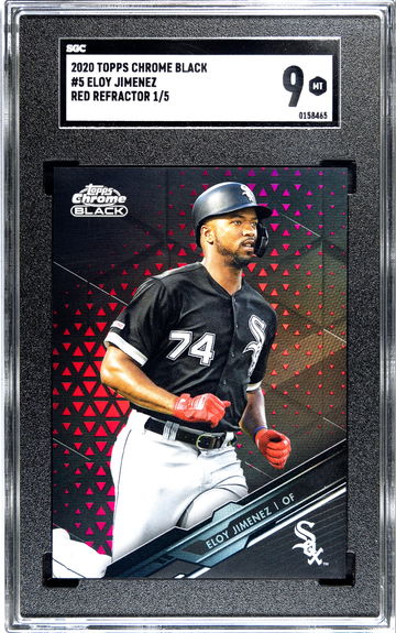 ELOY JIMENEZ 2020 TOPPS CHROME BLACK RED REFRACTOR # 1/5 WHITE SOX SSP SGC 9 MT