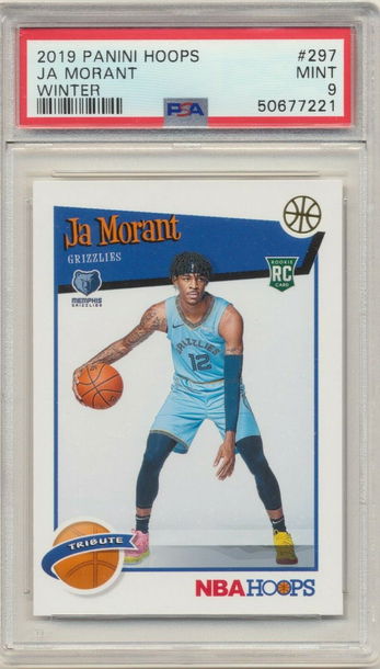 PSA 9 MINT! JA MORANT 2019 PANINI NBA HOOPS TRIBUTE WINTER ROOKIE CARD RC #297