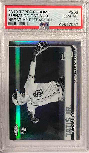 Fernando Tatis PSA 10 2019 Topps Chrome Negative Refractor (no effect to card: Two small cracks on back of slab)