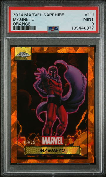 2024 Topps Chrome Marvel Sapphire Edition Orange Magneto #111 /25 PSA 9