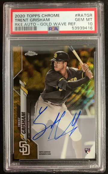 2020 Topps Chrome Trent Grisham Rookie Auto Gold Wave Refractor PSA 10