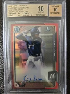 Gilbert Lara 2015 Bowman Chrome Red Auto RC BGS 9.5/10 #d/5