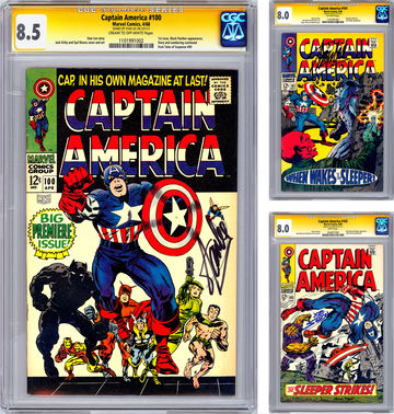 CAPTAIN AMERICA #100-101-102 CGC SS 8.5-8.0-8.0 SIGNED STAN LEE & JOE SIMON 1968