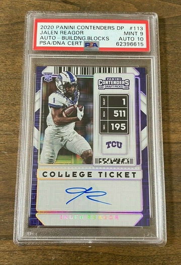 2020 PANINI CONTENDERS JALEN REAGOR AUTO BUILDING BLOCKS SP /10 ~ PSA 9 AUTO 10