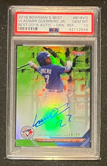 Vladimir Guerrero Jr 2016 Bowman's Best Auto Green #d 60/99 PSA 10