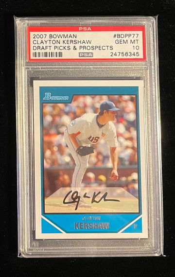 2007 BOWMAN CLAYTON KERSHAW RC PSA 10 GEM MINT