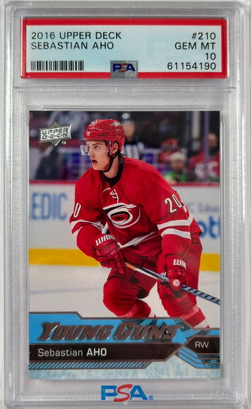 2016 Upper Deck Sebastian Aho Young Guns RC Rookie Card PSA 10 Gem Mint