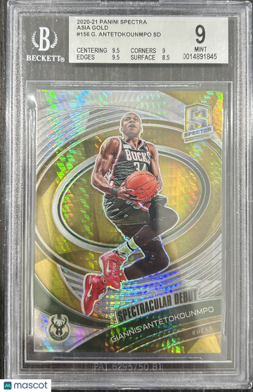 2020 Panini Spectra Asia Gold Giannis Antetokounmpo SD #156 BGS 9