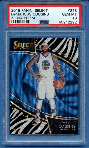 PSA 10 DeMarcus Cousins 2019-19 Panini Select #278 Zebra Prizm Kentucky Wildcats