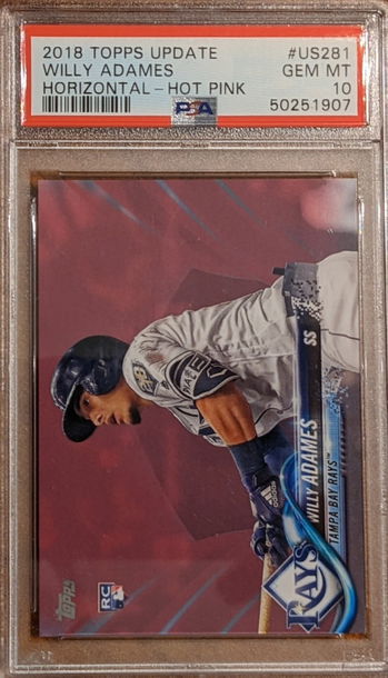 *POP 2* PSA 10 Hot Pink Mother's Day 2018 Topps Update RC #/50 Wlliy Adames Rookie Card 