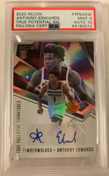 2020-21 Panini Recon Anthony Edwards True Potential Signatures PSA 9 Auto 10