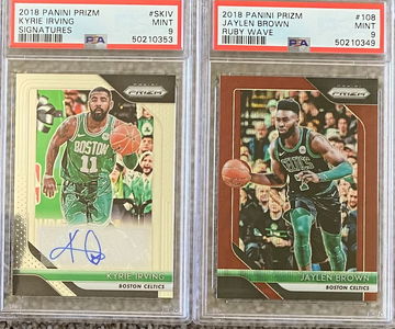 2018 Prizm Kyrie Irving Auto PSA 9 Jaylen Brown Ruby Wave PSA 9