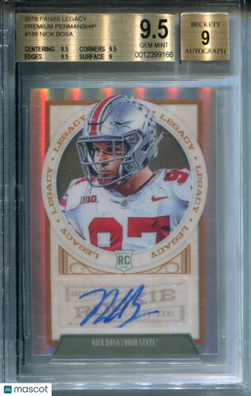 2019 Panini Legacy Premium Penmanship Nick Bosa #188 BGS 9.5 Auto 9