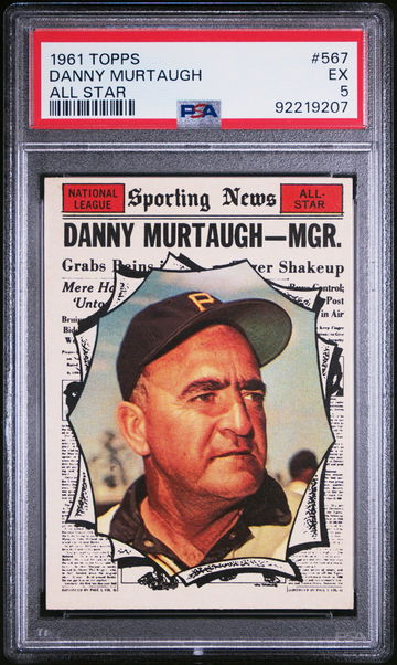 1961 Topps Sporting News All-Star Danny Murtaugh #567 PSA 5