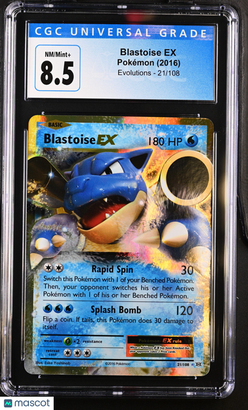 2016 Pokémon Evolutions Blastoise EX Holo CGC 8.5 #21/108