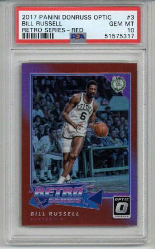 2017 PANINI DONRUSS OPTIC RETRO SERIES RED #3 BILL RUSSELL LE 19/99 PSA 10