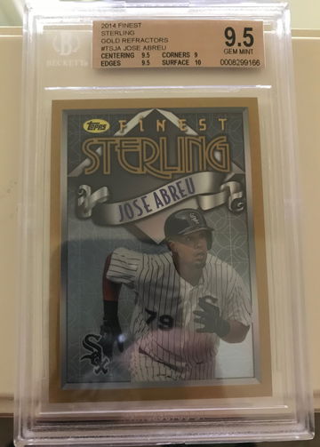 2014 FINEST STERLING GOLD JOSE ABREU ROOKIE RC BGS 9.5 GEM MINT /25