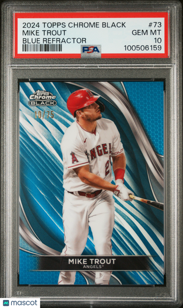 2024 Topps Chrome Black Mike Trout #73 Blue Refractor /75 PSA 10