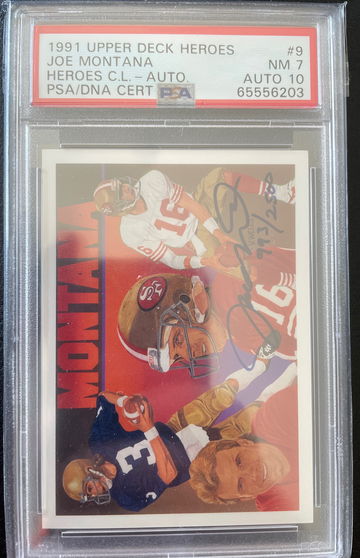 1991 upper deck heroes joe Montana auto
