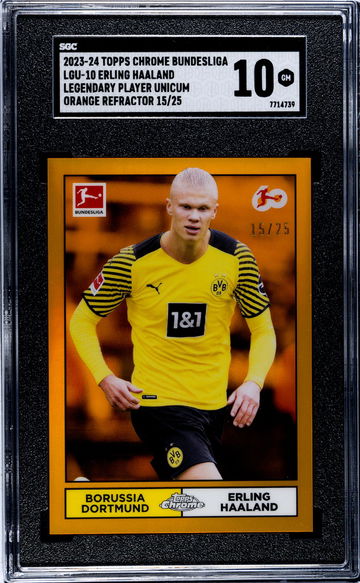 2023 Topps Chrome #LGU-10 Erling Haaland Legendary Player Unicum /25 SGC 10
