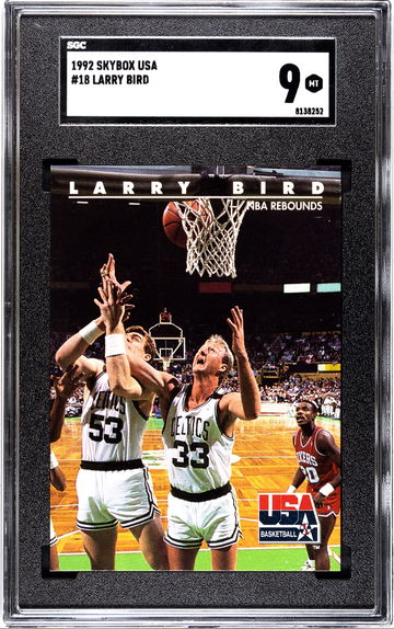 1992-93 Skybox Larry Bird USA Basketball #18 - Graded SGC 9 MT Mint Card.  NBA Rebounds.  