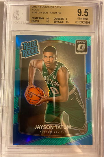 2017-18 Panini Donruss Optic JAYSON TATUM Aqua /25 Rookie BGS 9.5 Gem Mint