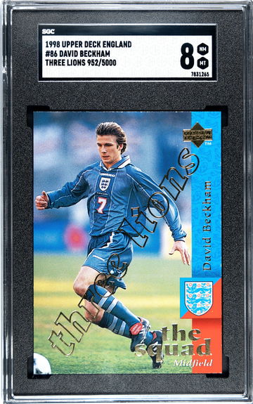 1997 Upper Deck England David Beckham /5000 ROOKIE RC Three Lions #86 SGC 8