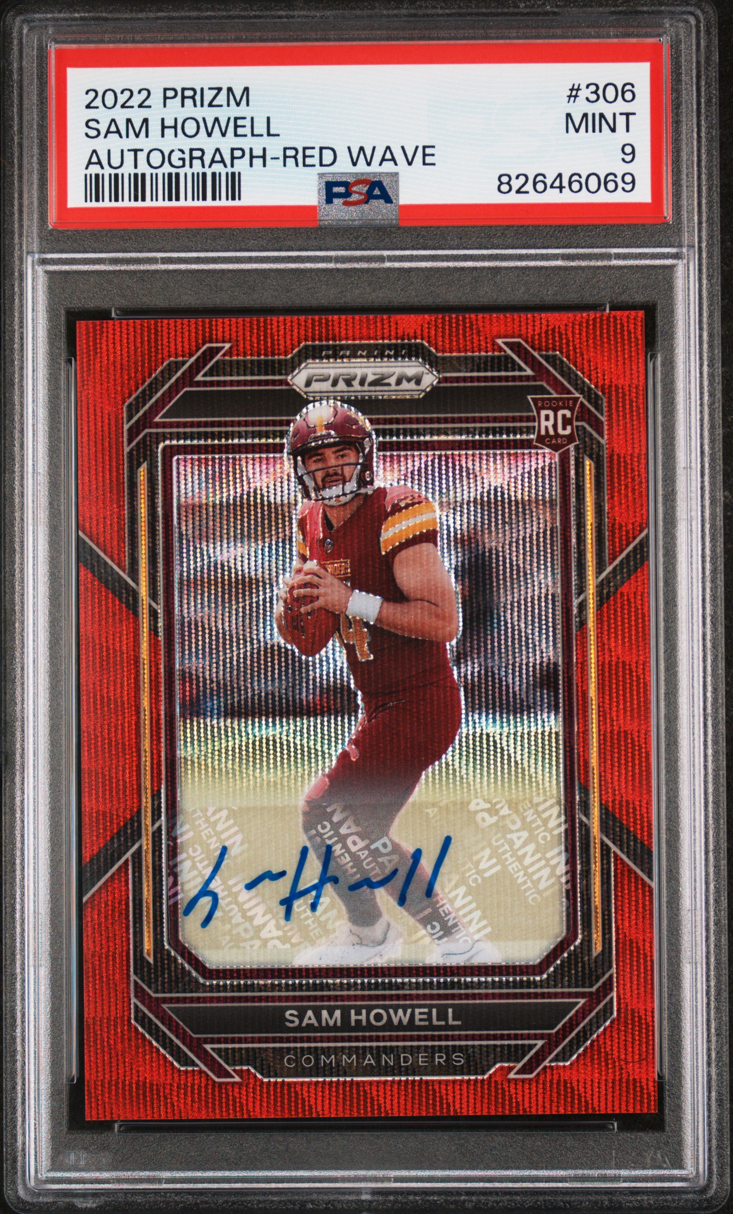 PSA 9 2022 Panini Prizm Sam Howell Rookie /149 Autograph-Red Wave #306