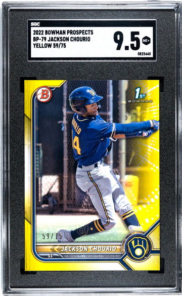 2022 Topps Bowman Prospects Yellow Jackson Chourio #BP-79 /75 SGC 9.5