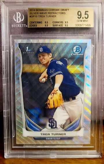 2014 1st Bowman Chrome Trea Turner Silver Wave Refractor #/25 BGS 9.5