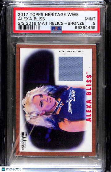 2017 Topps Heritage WWE Survivor Series 2016 Mat Relics Alexa Bliss Bronze PSA 9