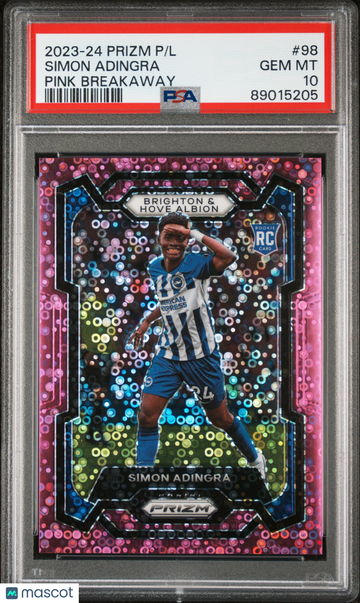 2023-24 Panini Prizm Premier League Simon Adingra #98 Pink Breakaway PSA 10